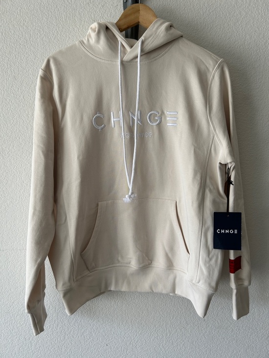 CHNGE Other - CHNGE Ivory Pullover Hoodie with Embroidered Logo size S  UNISEX